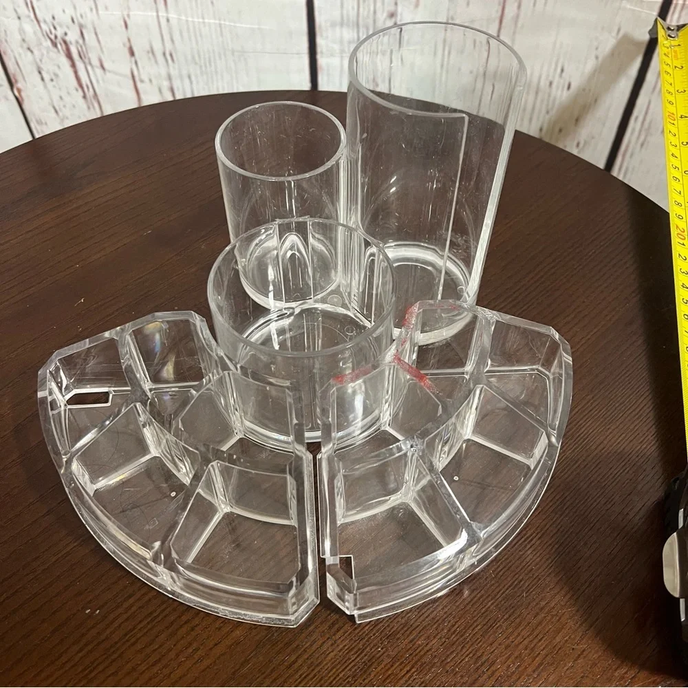 Clear Thick Acrylic Makeup Organizer lot of 5 - Multi-Compartment